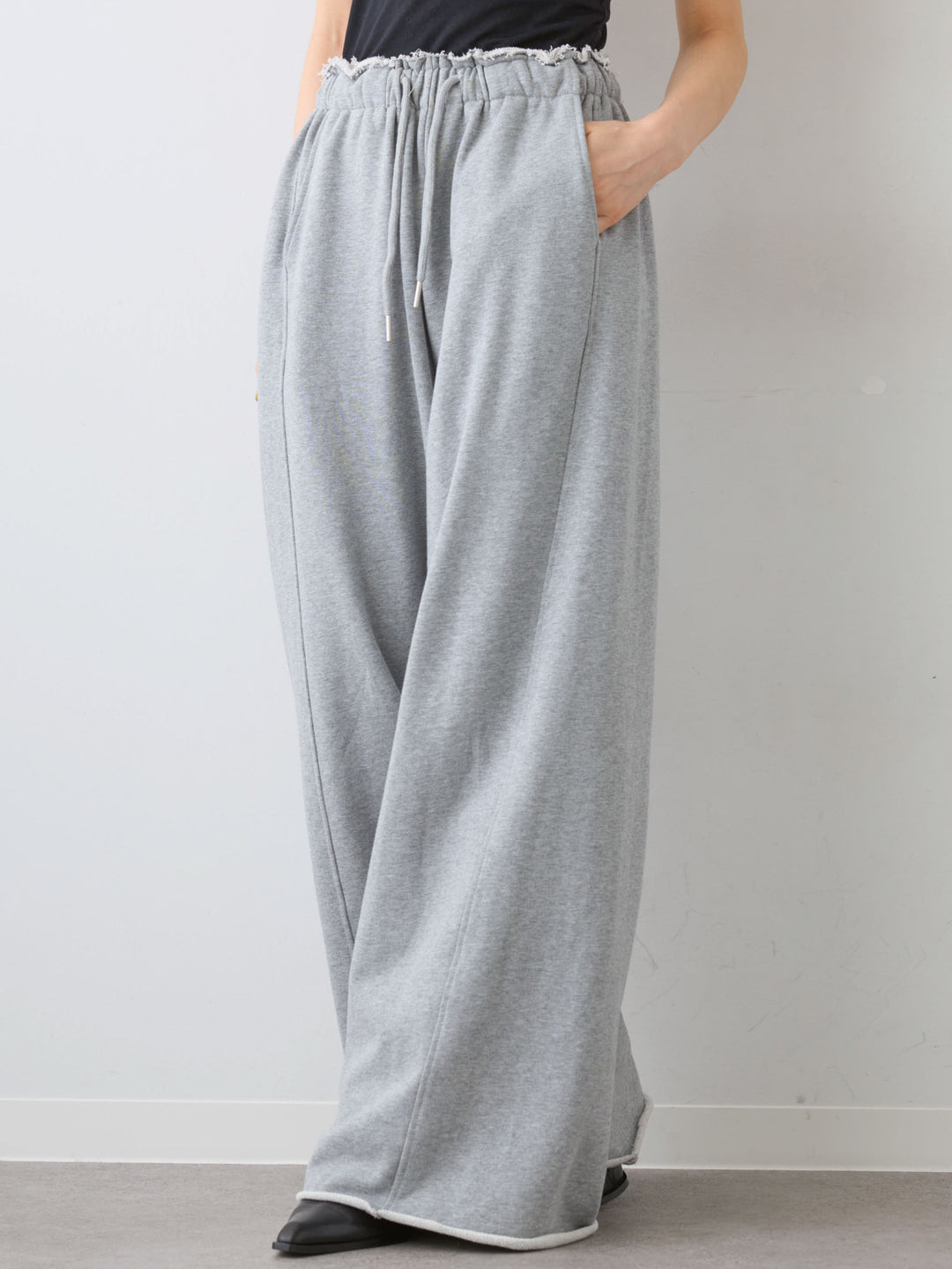 [予約]カットオフスウェットワイドパンツ/gray