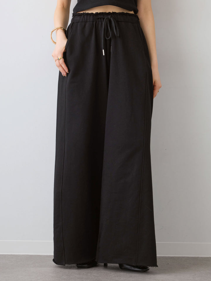 [予約]カットオフスウェットワイドパンツ/black