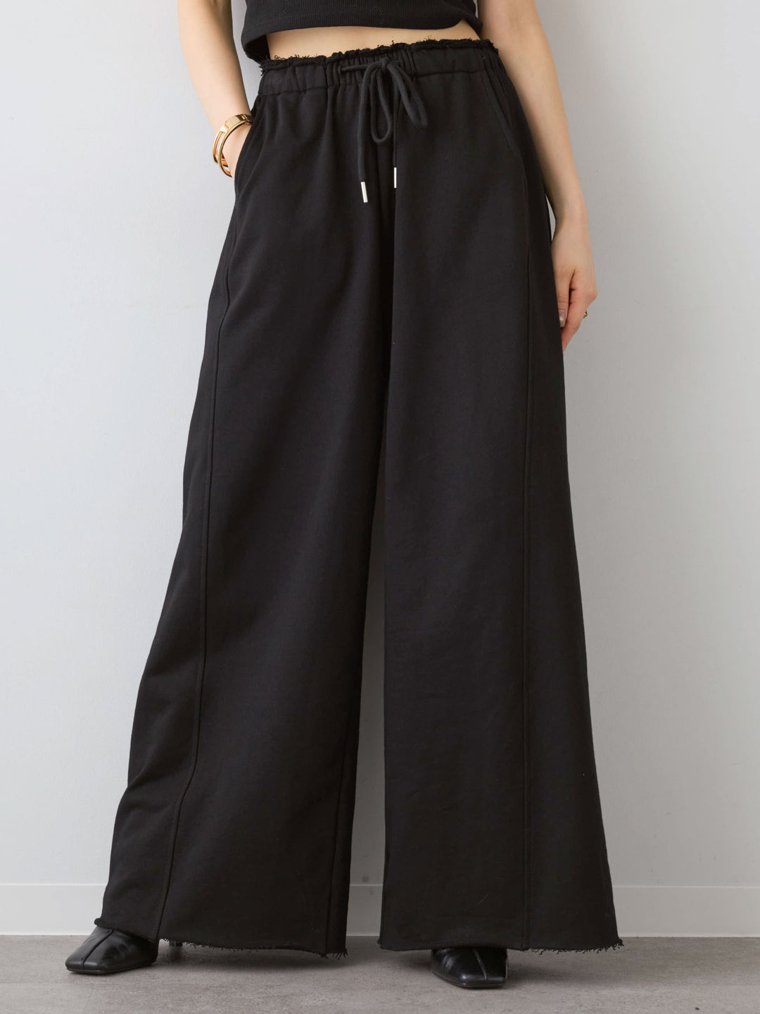 [予約]カットオフスウェットワイドパンツ/black
