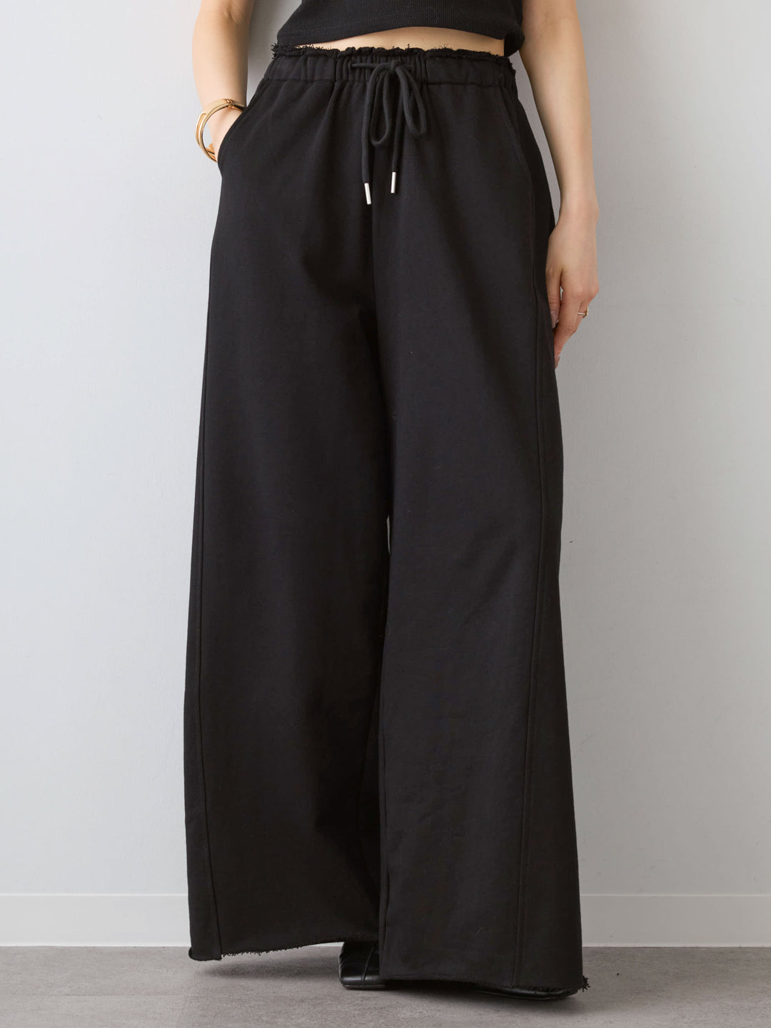 [予約]カットオフスウェットワイドパンツ/black