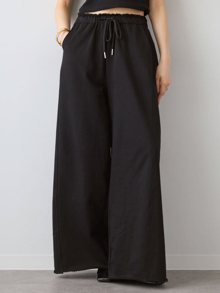 [予約]カットオフスウェットワイドパンツ/black