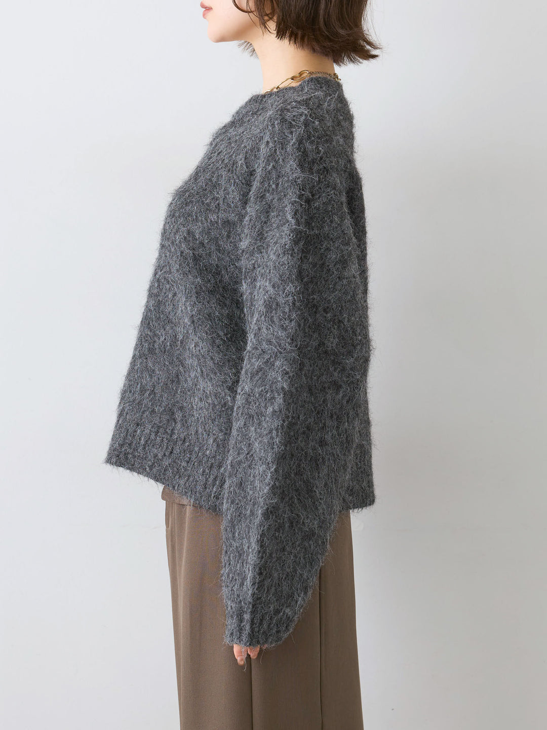 [予約]ソフトシャギーニットプルオーバー/heathercharcoal
