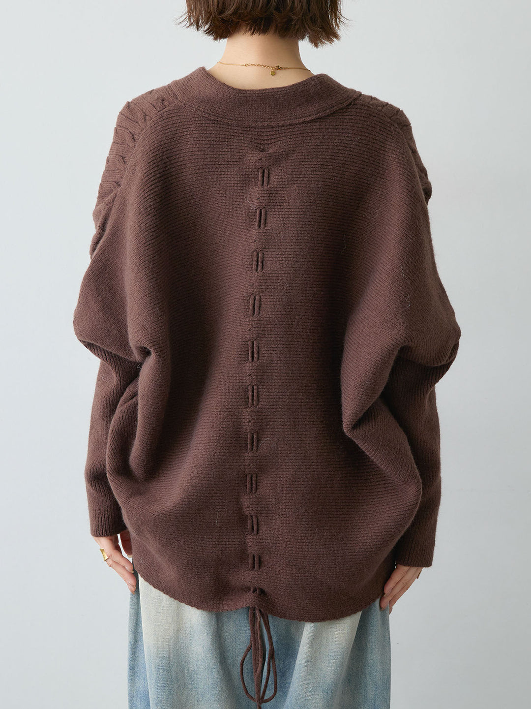 [予約]バックギャザーニットボレロ/brown