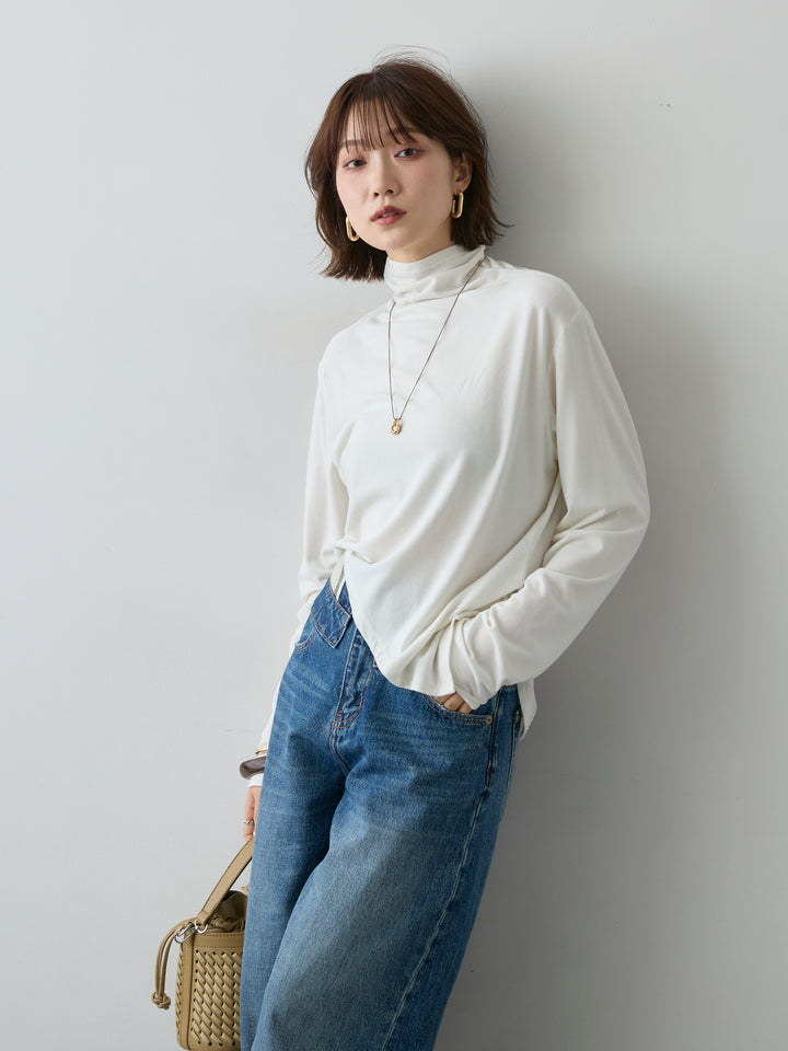 [SET]モックネックアシメヘムトップス+モックネックアシメヘムトップス(2set)