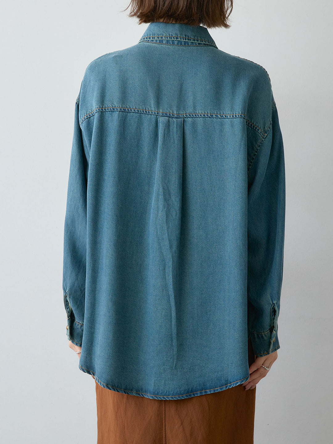 [予約]モチーフ刺繍デニムシャツ/blue