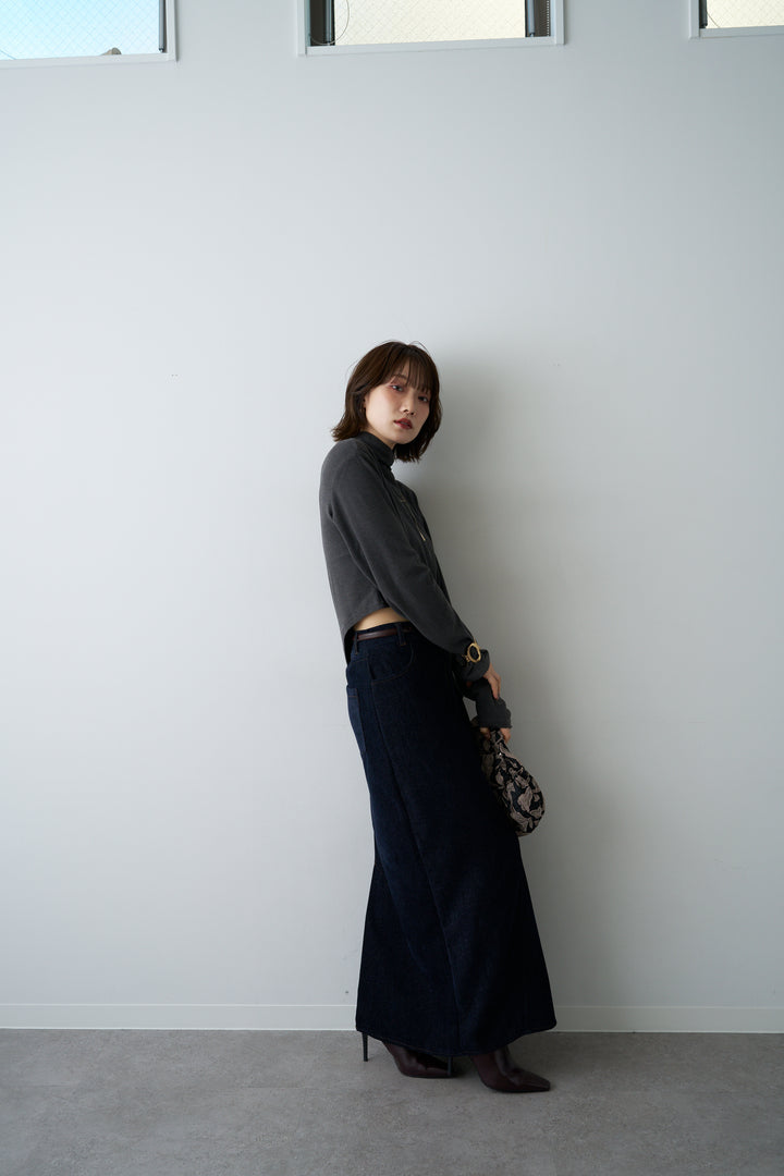 [予約]モックネックアシメヘムトップス/gray
