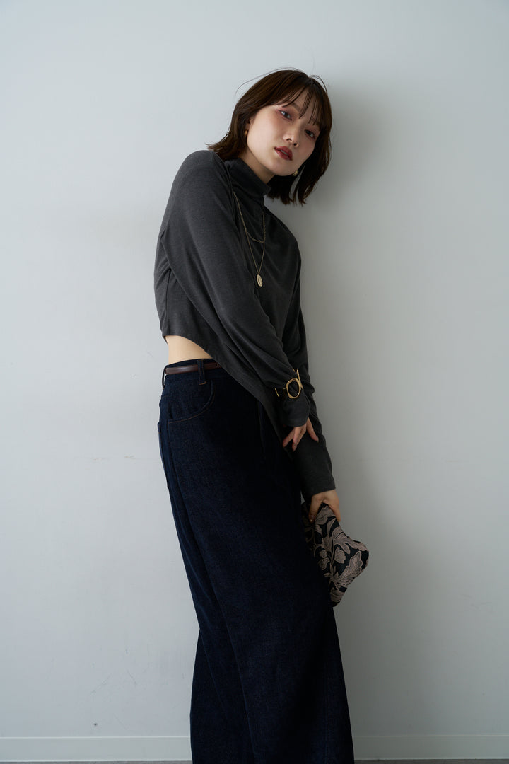 [予約]モックネックアシメヘムトップス/gray