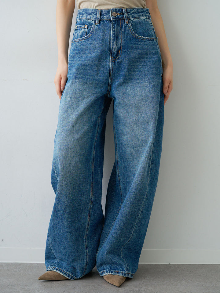 [予約]バックデザインカーブデニム/navy