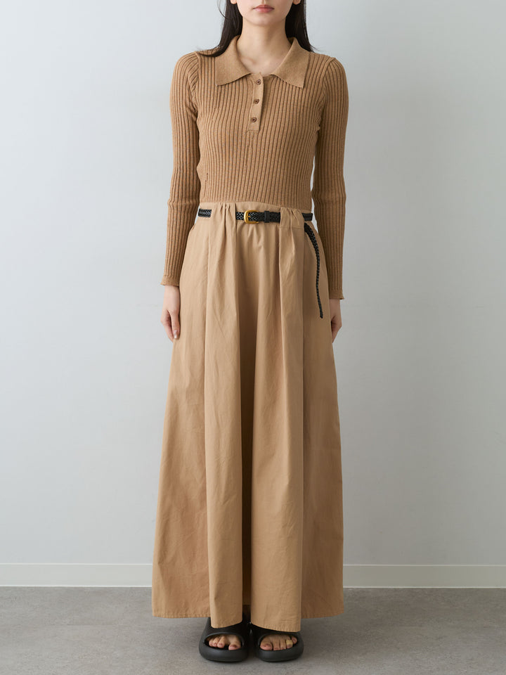 [予約]ニットコンビフレアワンピース/beige