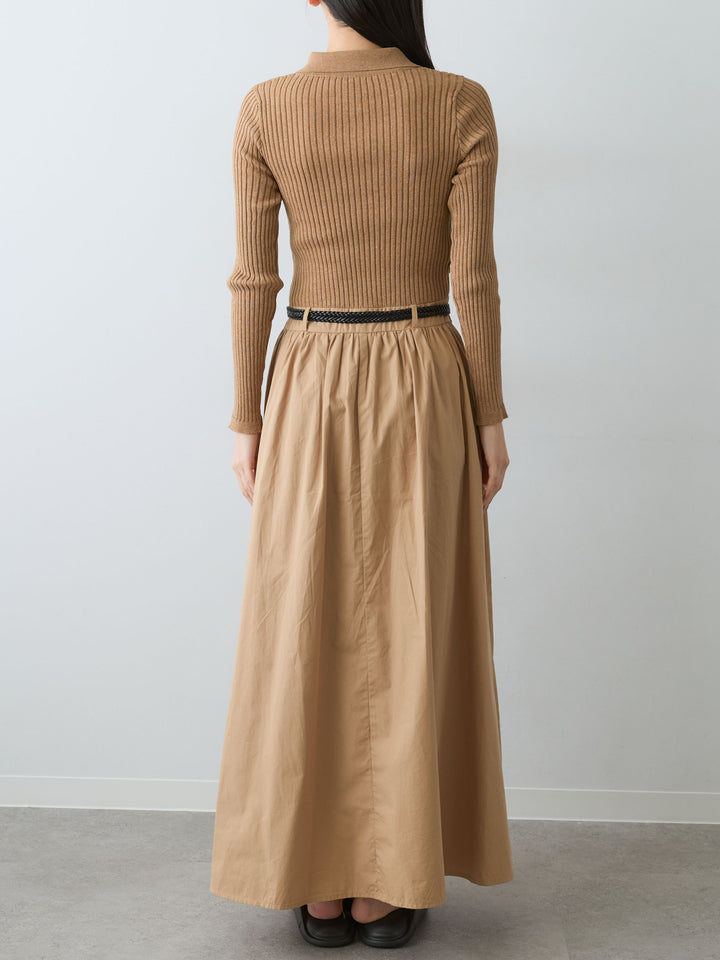 [予約]ニットコンビフレアワンピース/beige