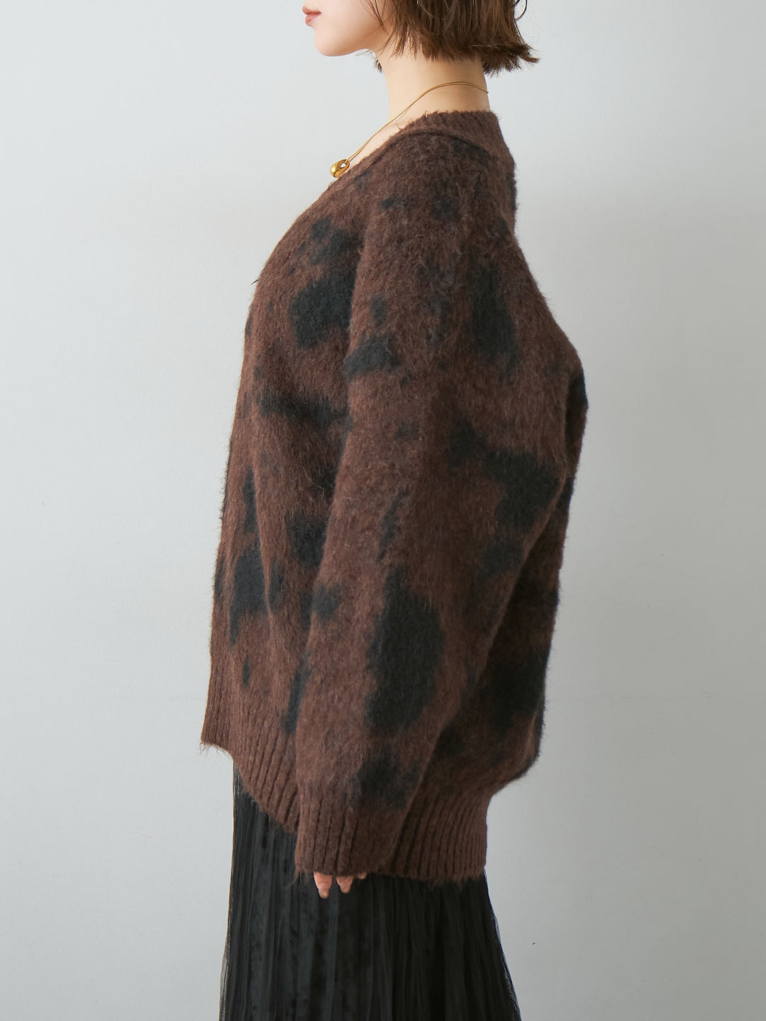 [予約]ダルメシアンオーバーニットプルオーバー/brown