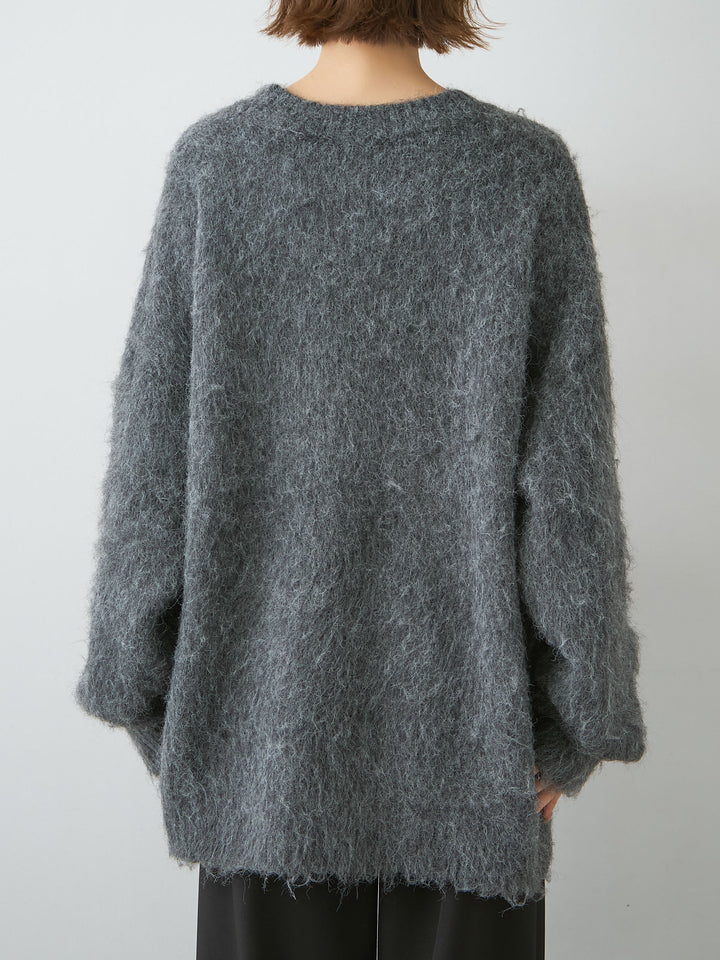 [予約]シャギードッグモチーフニットトップス/gray