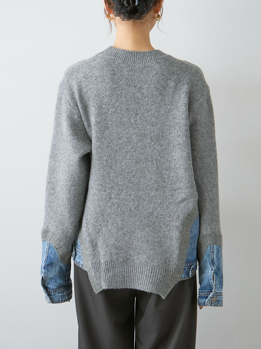 [予約]デニムドッキングニットプルオーバー/gray