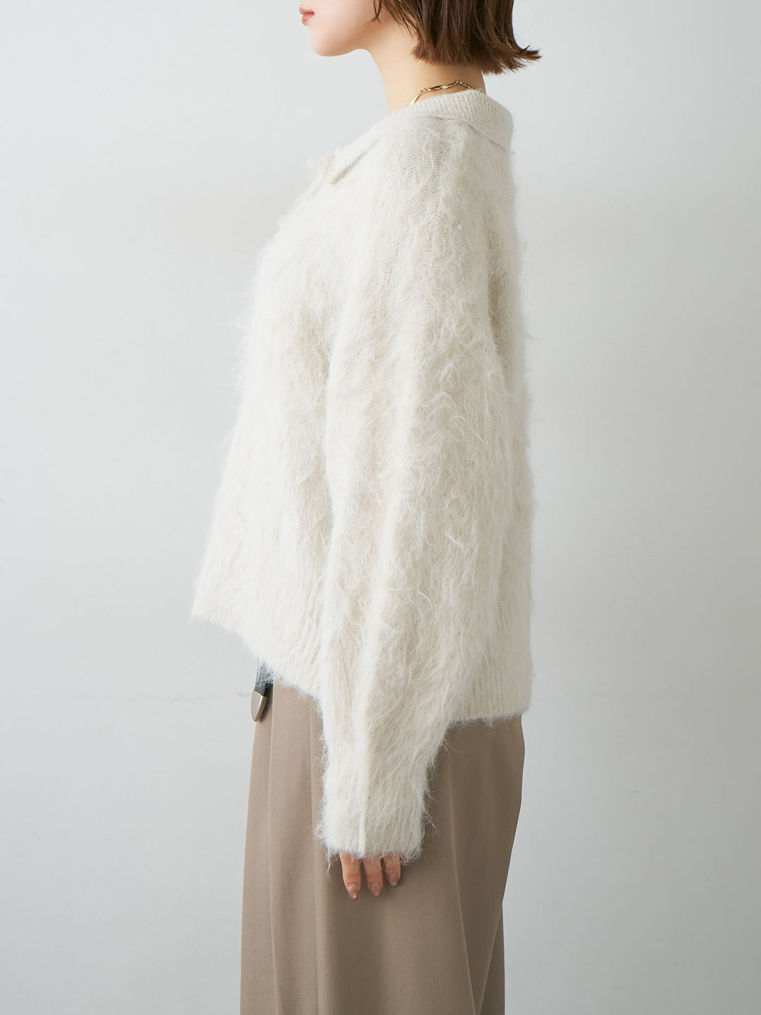 [予約]ヘンリーシャギーニットトップス/oatmeal