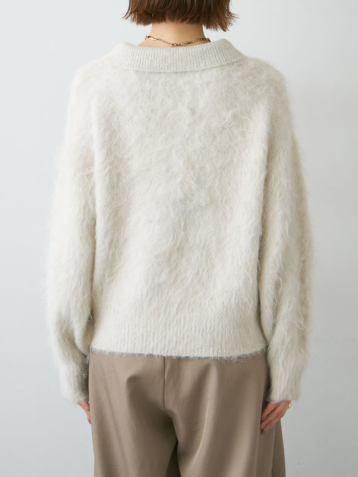 [予約]ヘンリーシャギーニットトップス/oatmeal