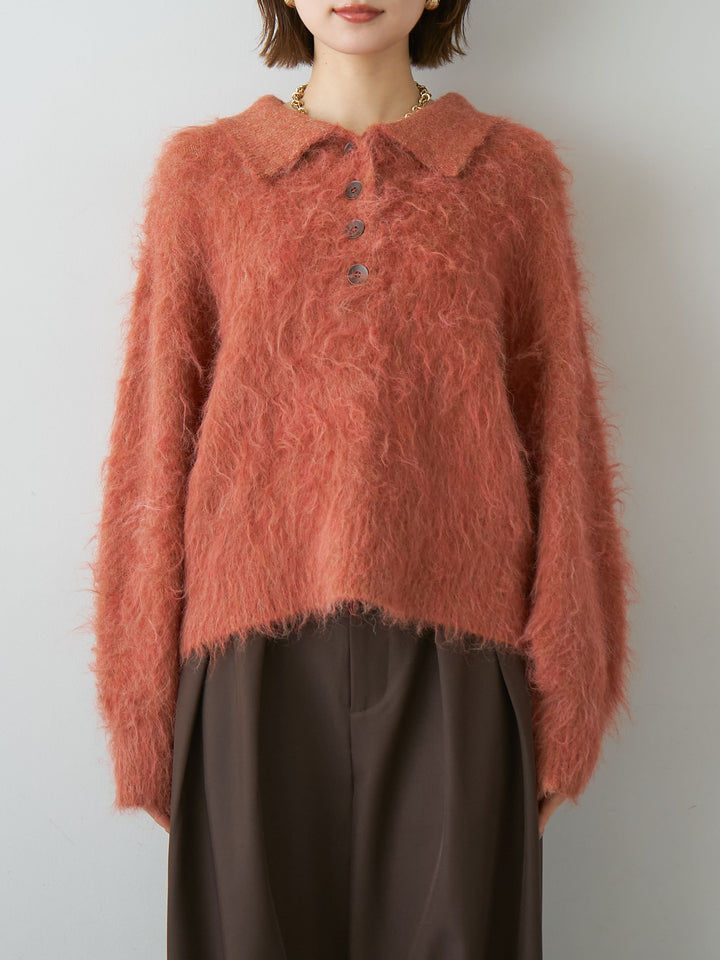 [予約]ヘンリーシャギーニットトップス/terracotta