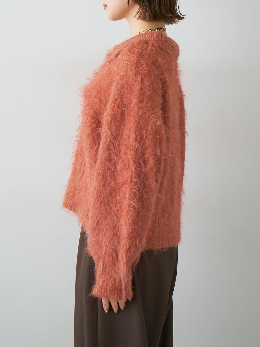 [予約]ヘンリーシャギーニットトップス/terracotta