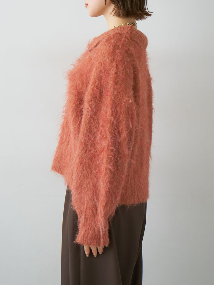 [予約]ヘンリーシャギーニットトップス/terracotta