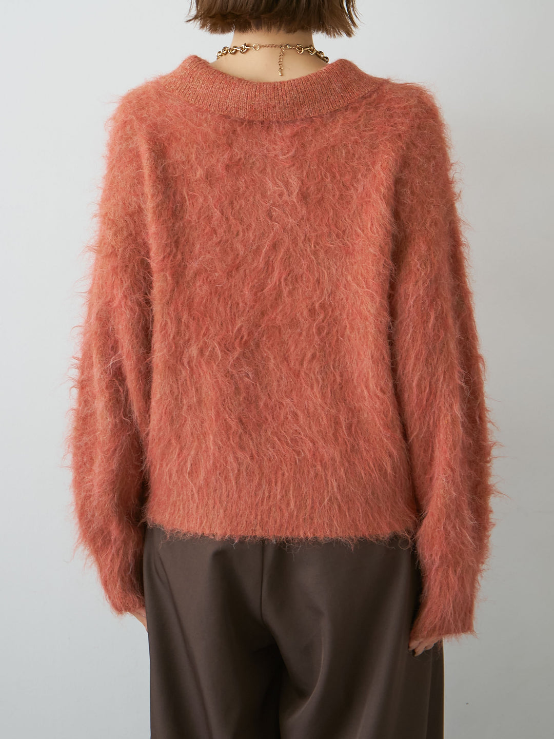 [予約]ヘンリーシャギーニットトップス/terracotta