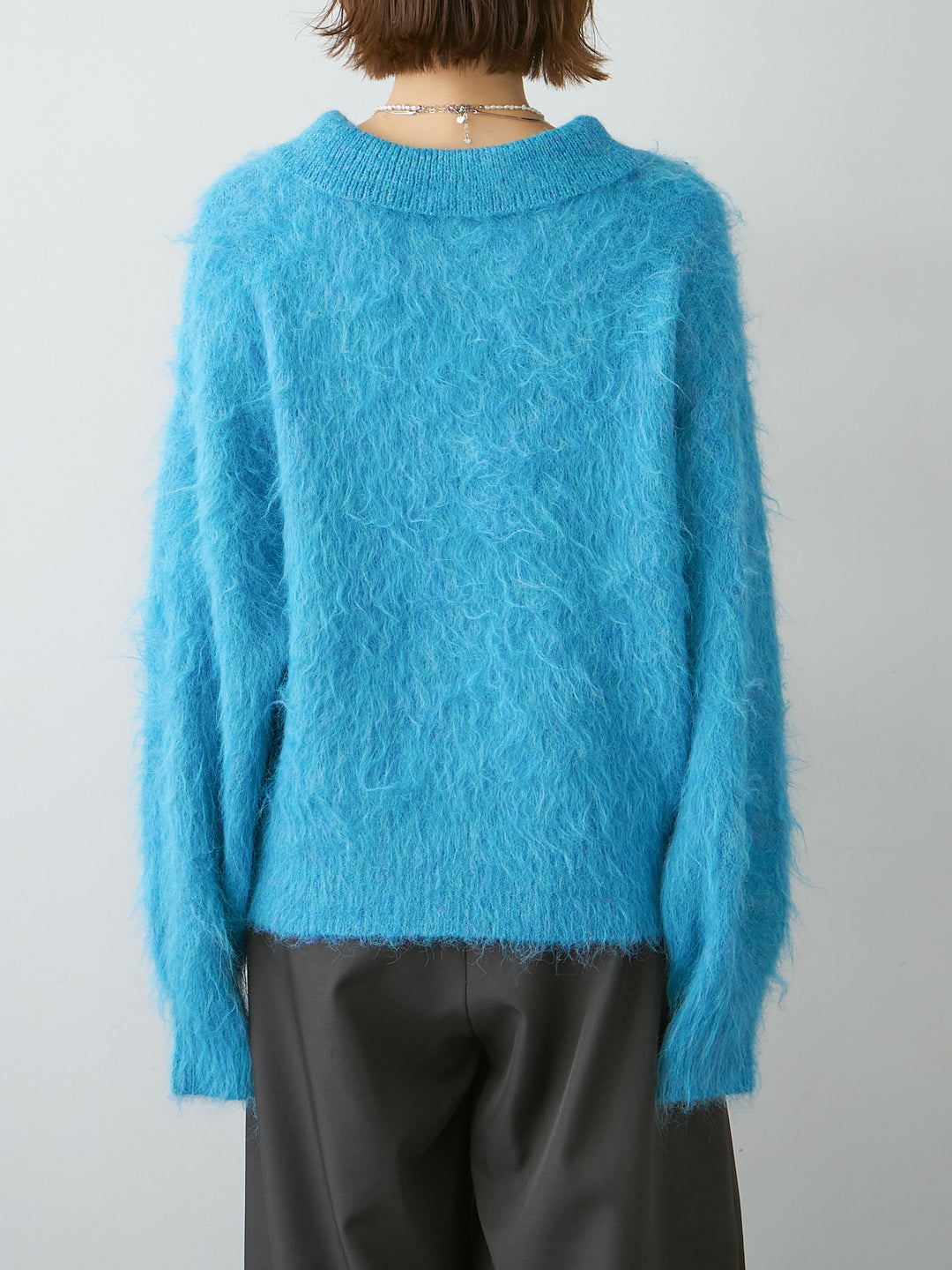 [予約]ヘンリーシャギーニットトップス/blue