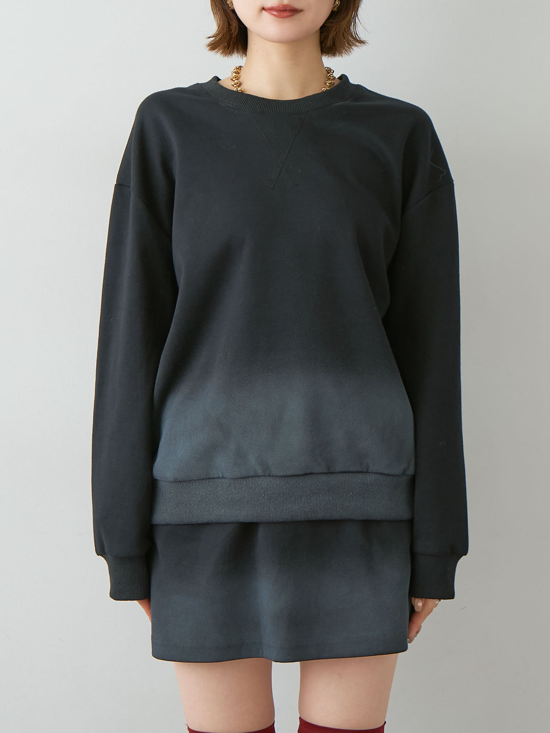 [予約]グラデーションスウェットプルオーバー/black