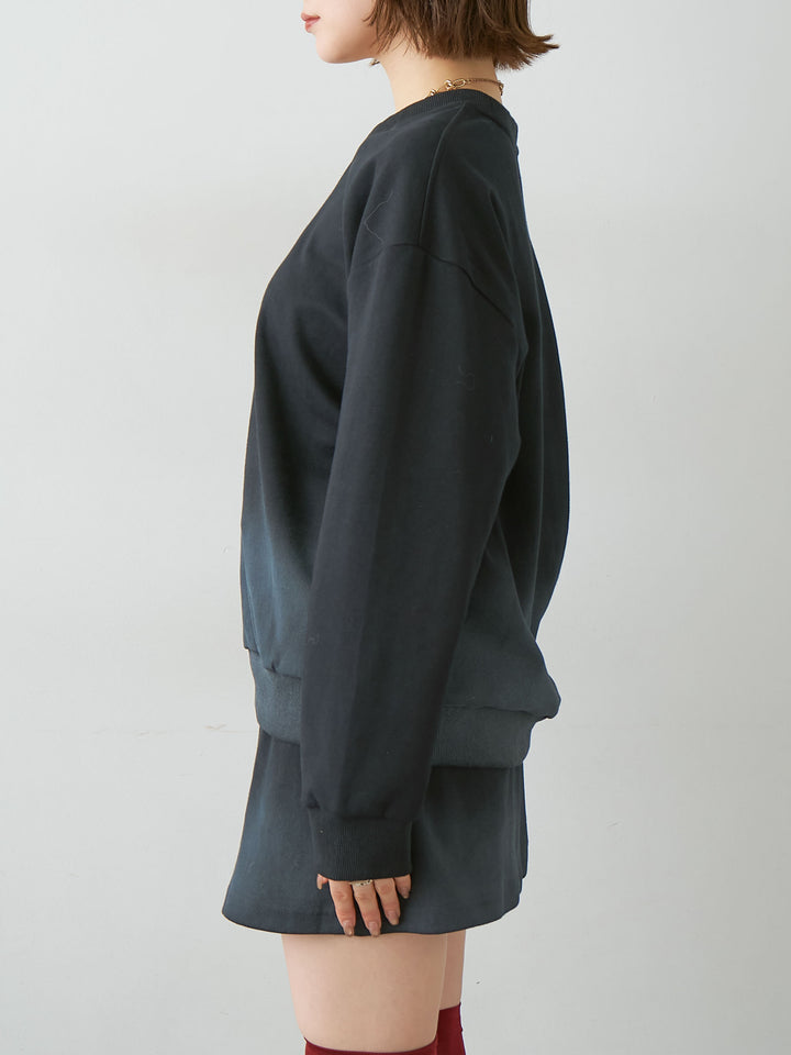 [予約]グラデーションスウェットプルオーバー/black