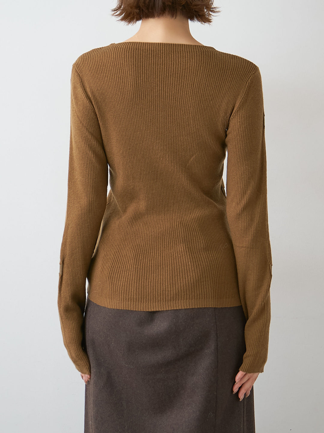[予約]クラッシュデザインニットトップス/beige