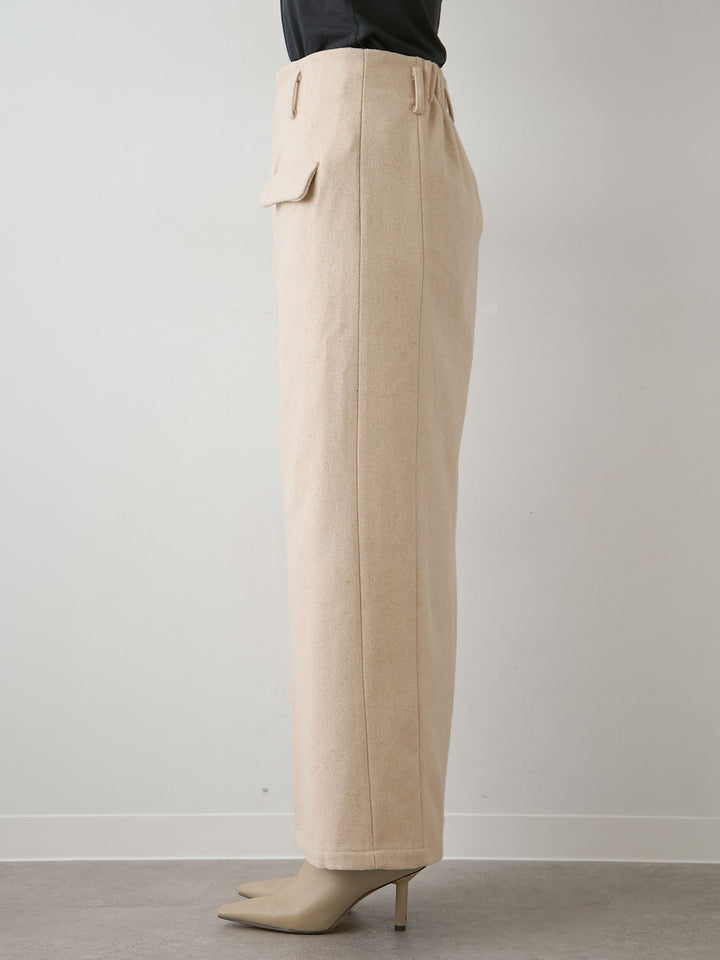 [予約]メルトンフラップ付ストレートスカート/beige