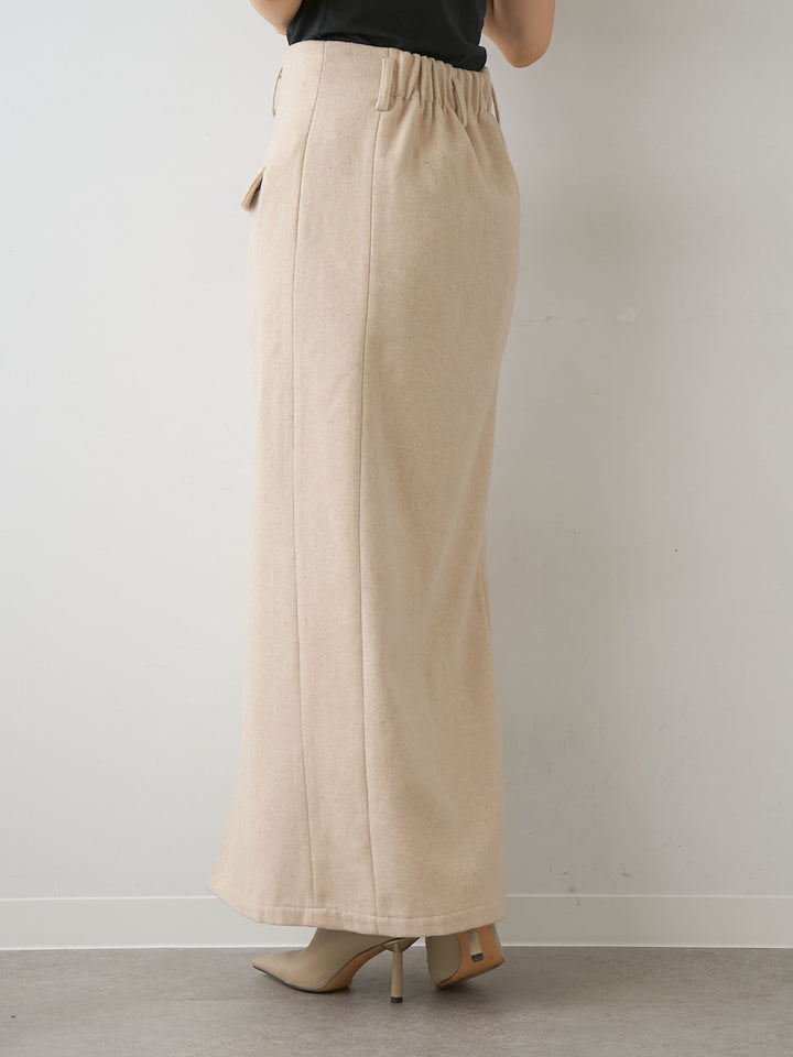 [予約]メルトンフラップ付ストレートスカート/beige