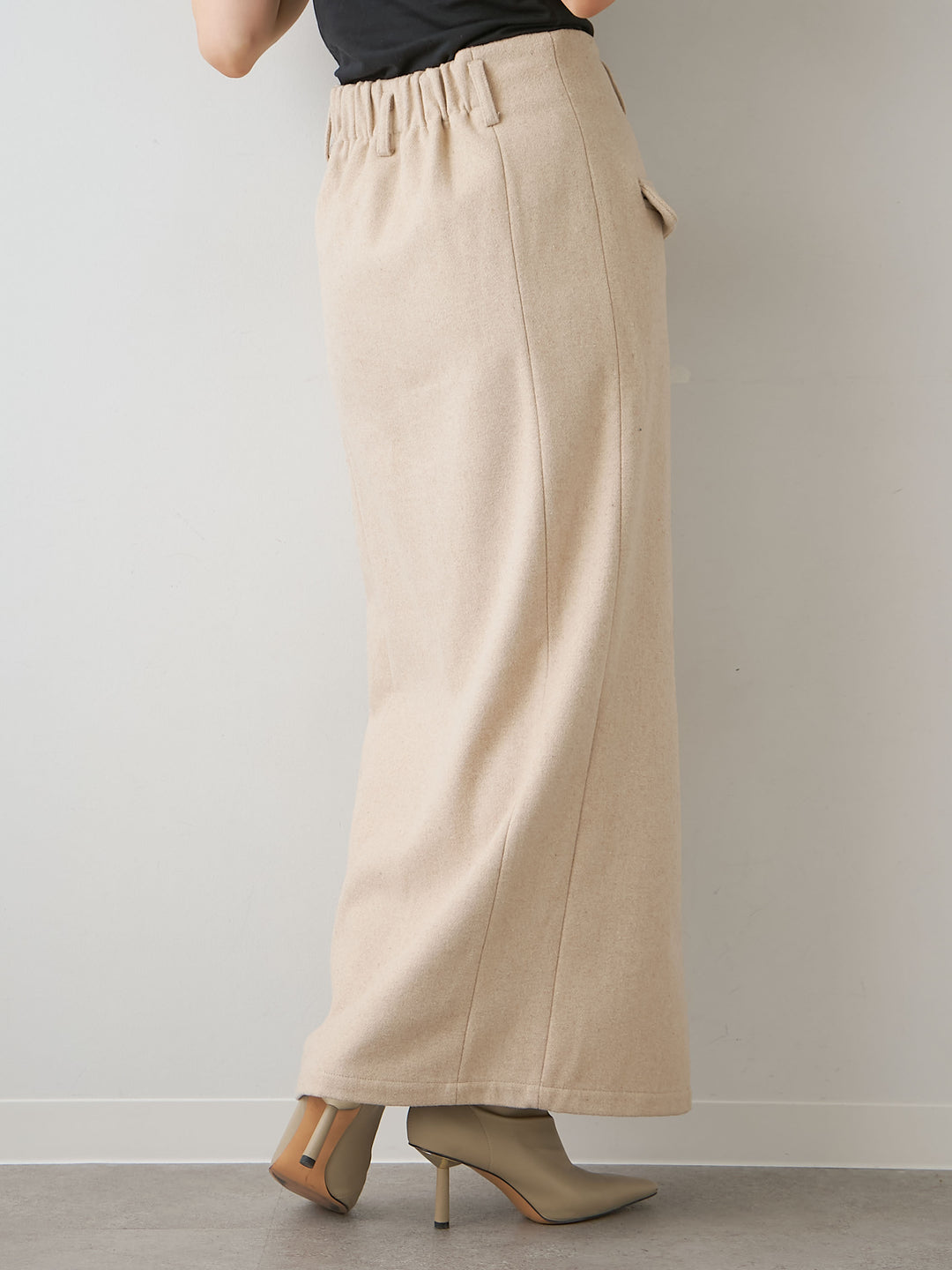 [予約]メルトンフラップ付ストレートスカート/beige