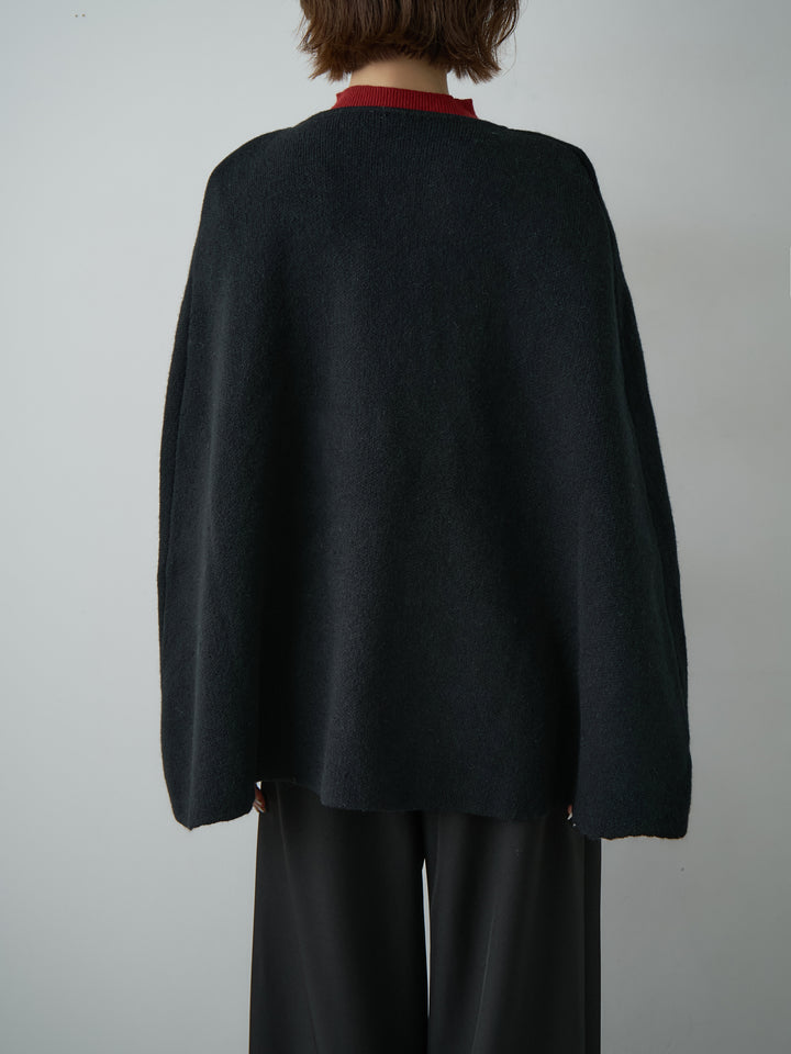 [予約]ゴールドボタンニットケープコート/black