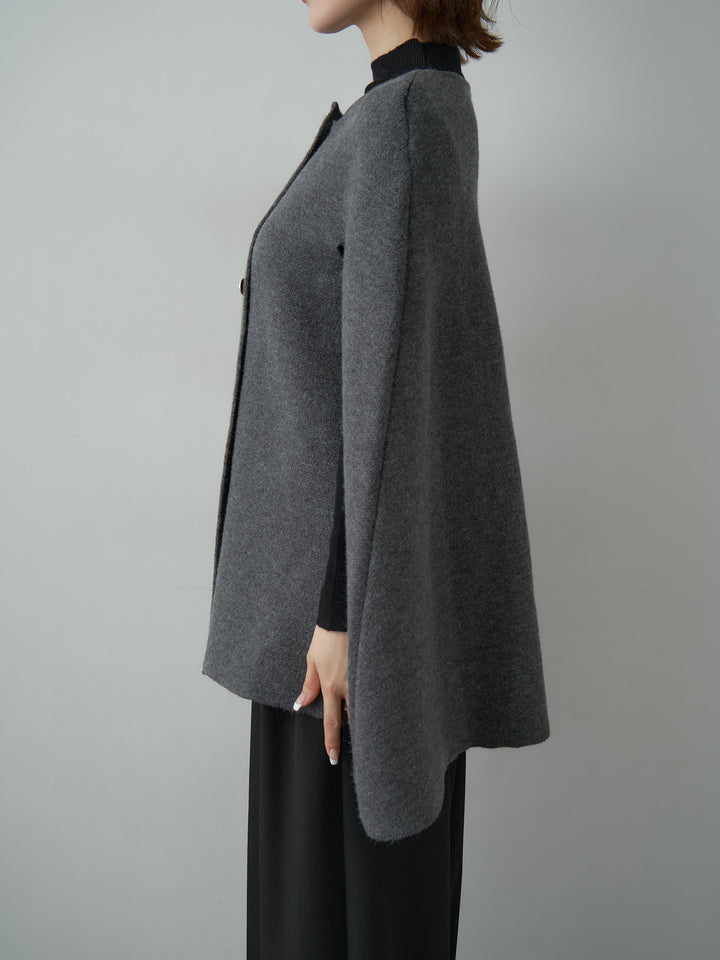 [予約]ゴールドボタンニットケープコート/gray