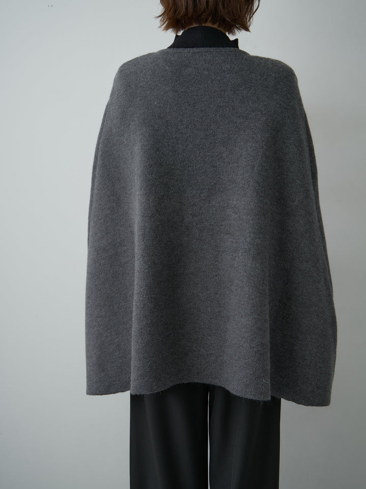 [予約]ゴールドボタンニットケープコート/gray