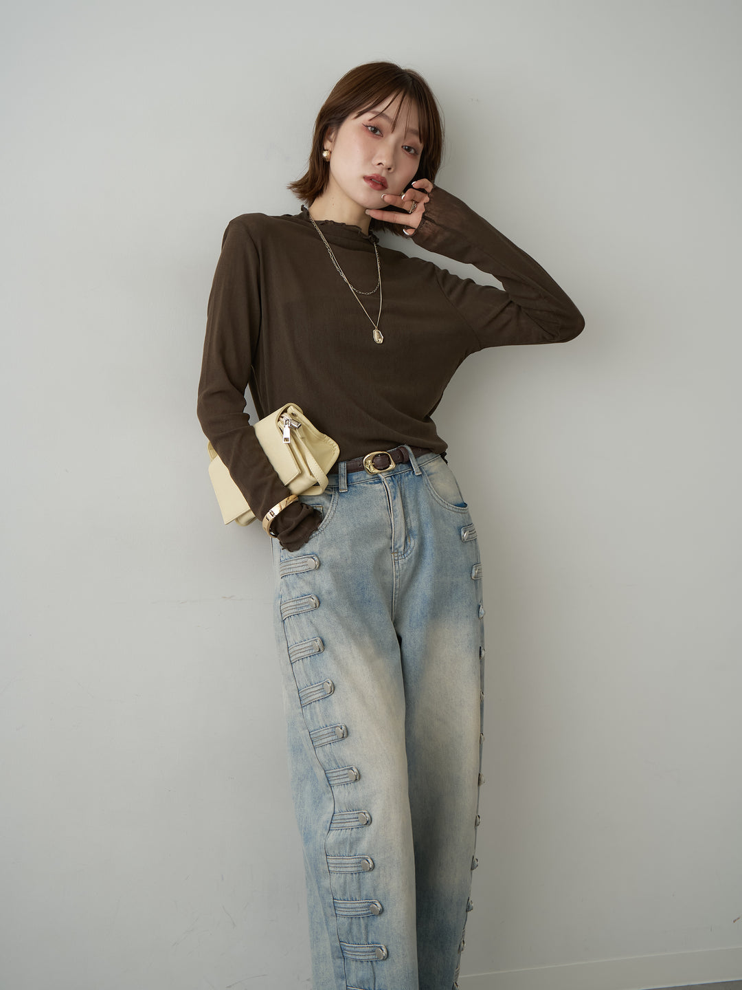 [予約]メロートリムシアートップス/brown
