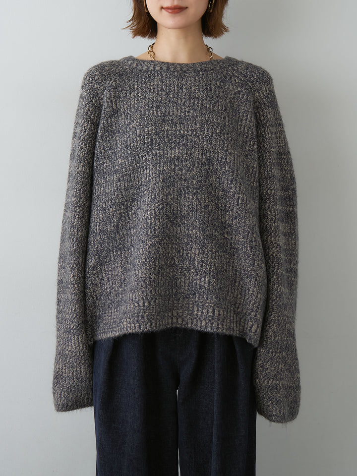 [予約]メランジクルーネックワイドプルオーバー/navy