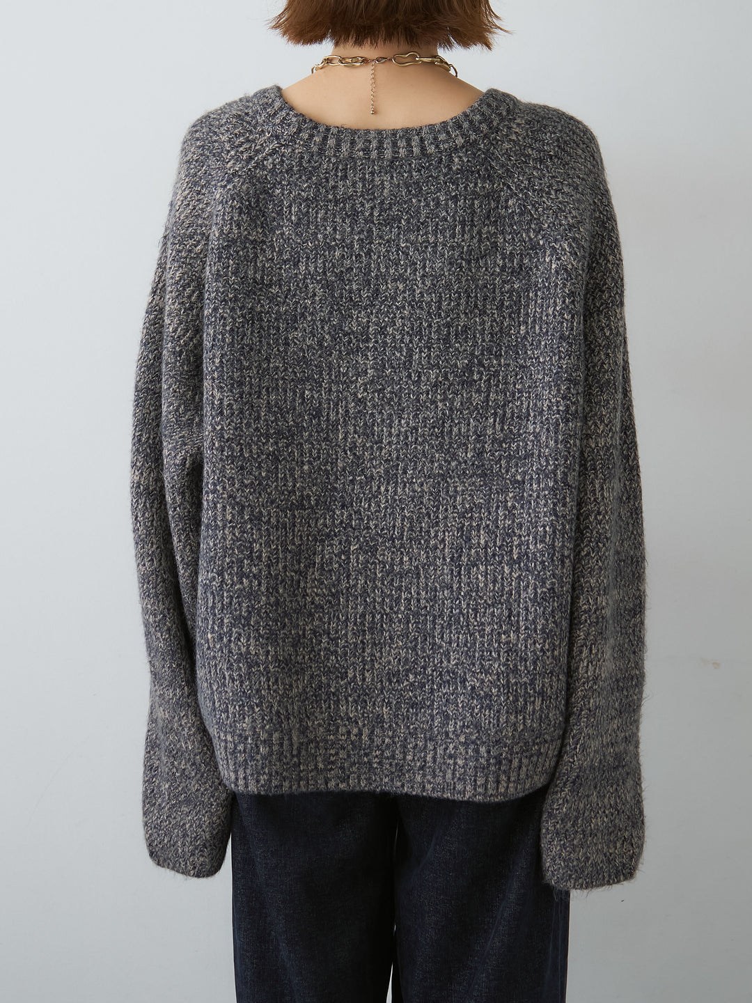 [予約]メランジクルーネックワイドプルオーバー/navy