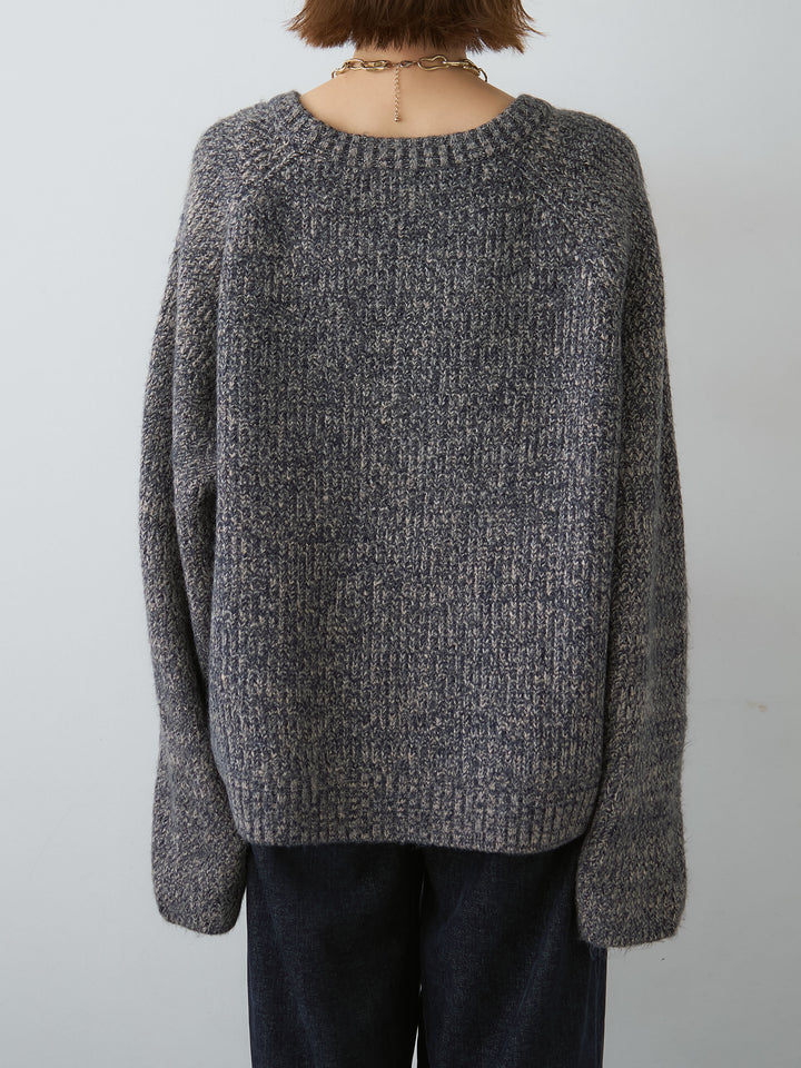 [予約]メランジクルーネックワイドプルオーバー/navy