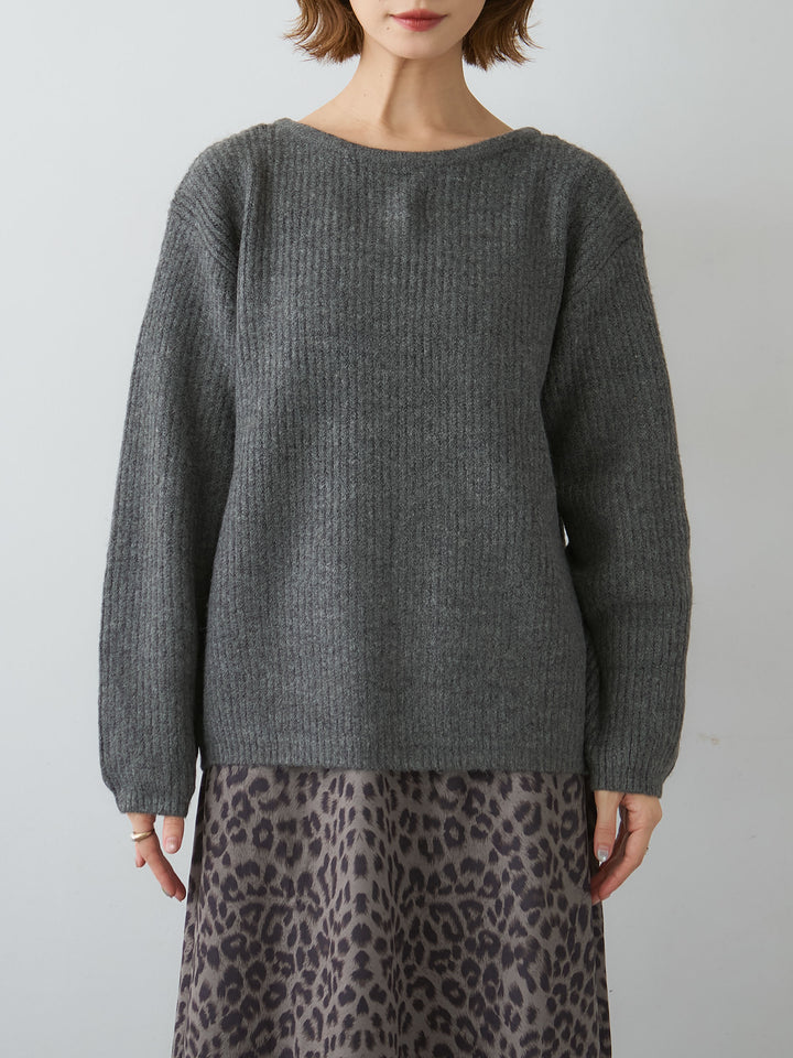 [予約]前後2wayスリットリブニットトップス/mokucharcoal