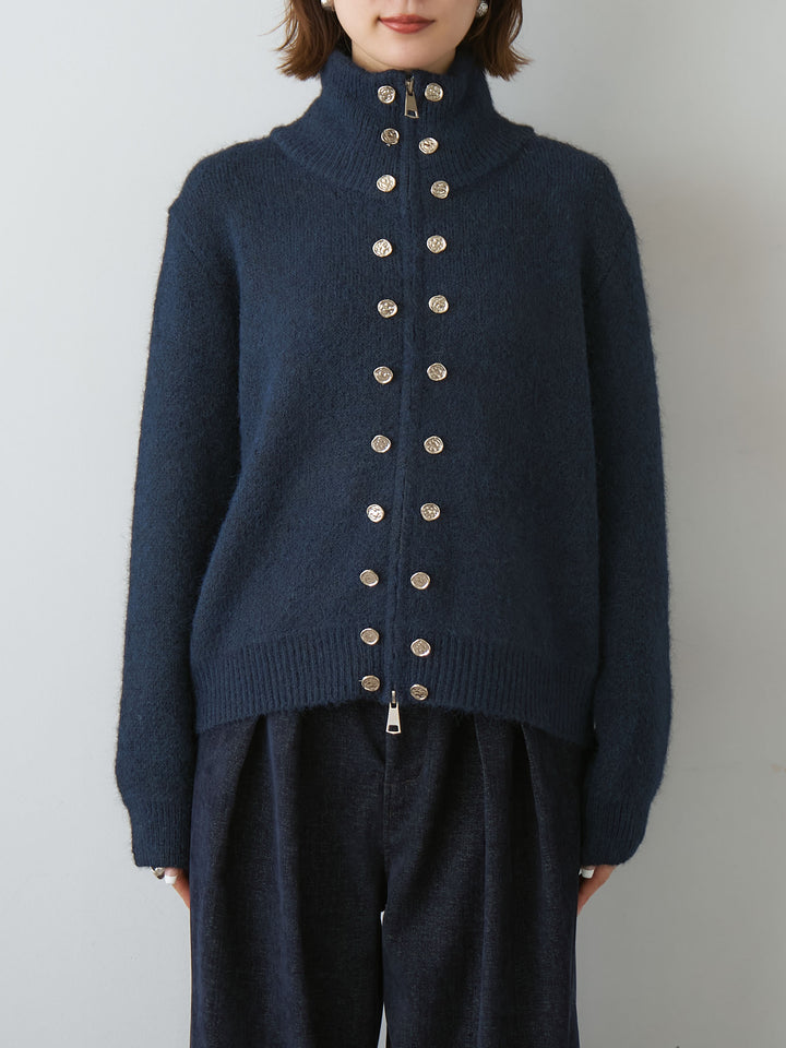 [予約]ナポレオンダブルジップニットカーディガン/navy