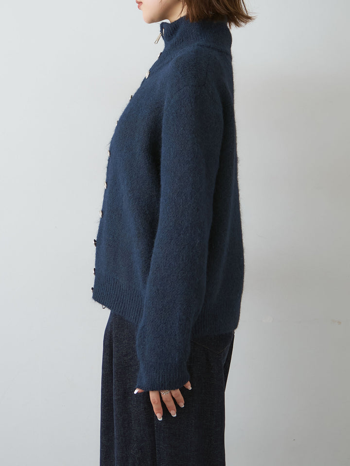 [予約]ナポレオンダブルジップニットカーディガン/navy