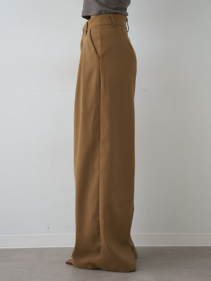 [予約]ダブルタックドレープストレートワイドパンツ/beige