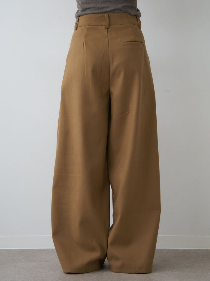 [予約]ダブルタックドレープストレートワイドパンツ/beige