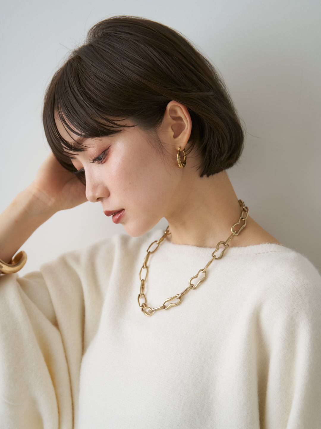[予約]ツイストフープピアス/gold