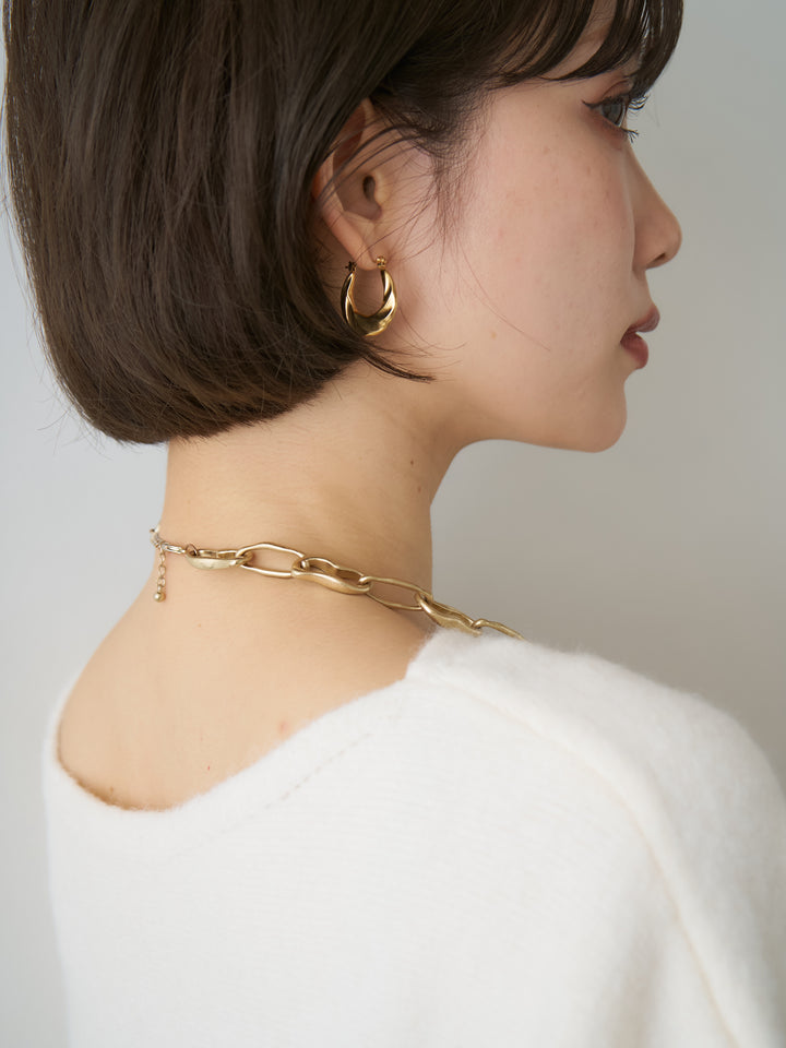 [予約]ツイストフープピアス/gold