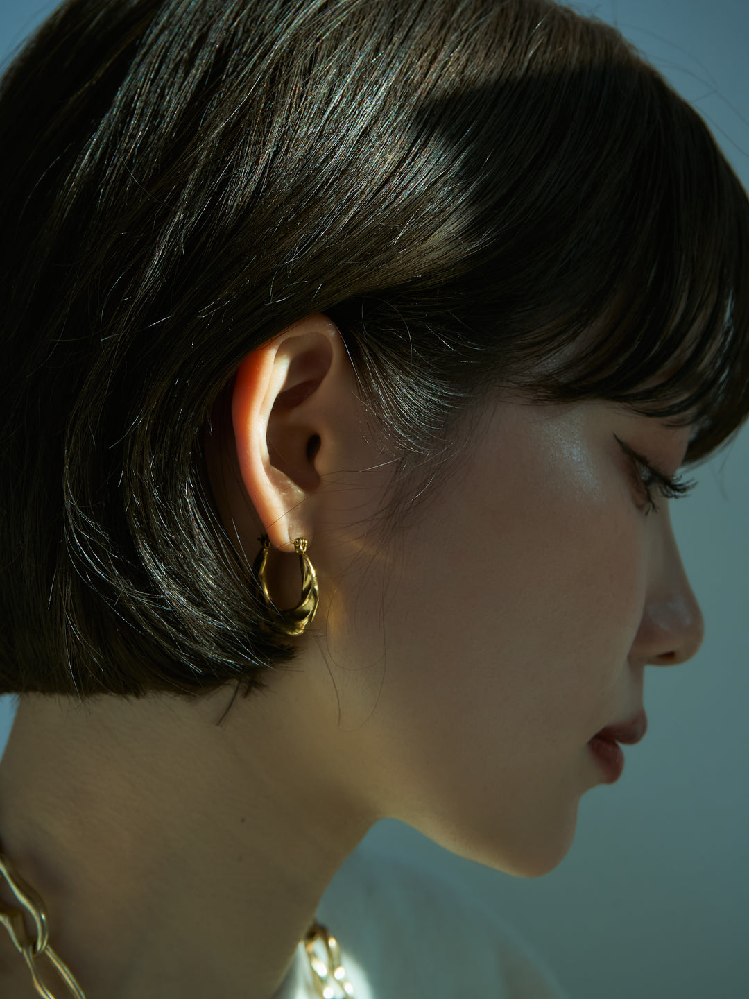 [予約]ツイストフープピアス/gold