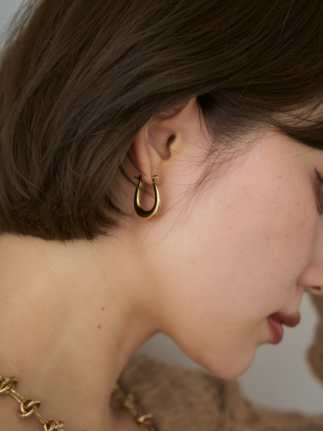 [予約]ドロップフープピアス/gold