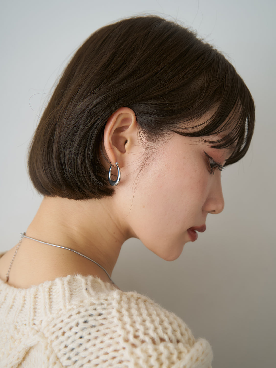[予約]ドロップフープピアス/silver