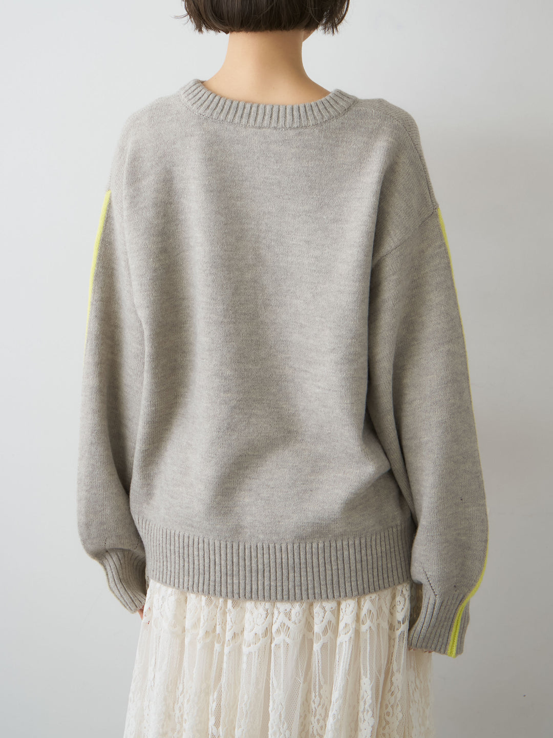 [予約]アルパカタッチサイドバイカラーニットプルオーバー/gray