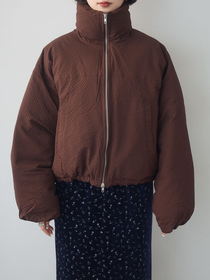 [予約]スタンドカラーショートパフジャケット/brown