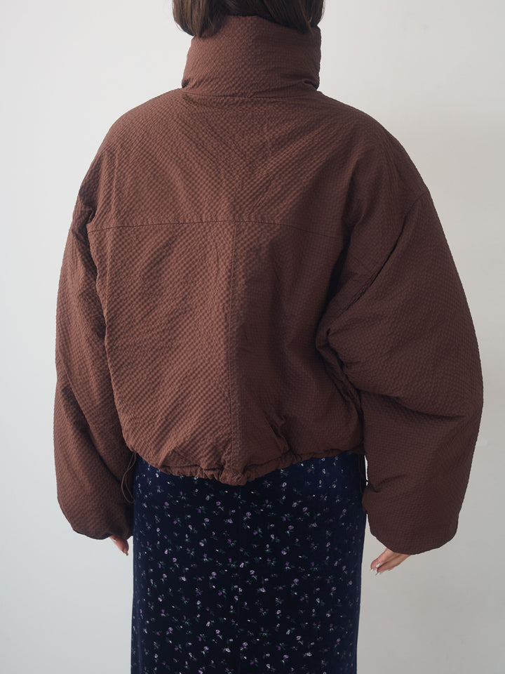 [予約]スタンドカラーショートパフジャケット/brown